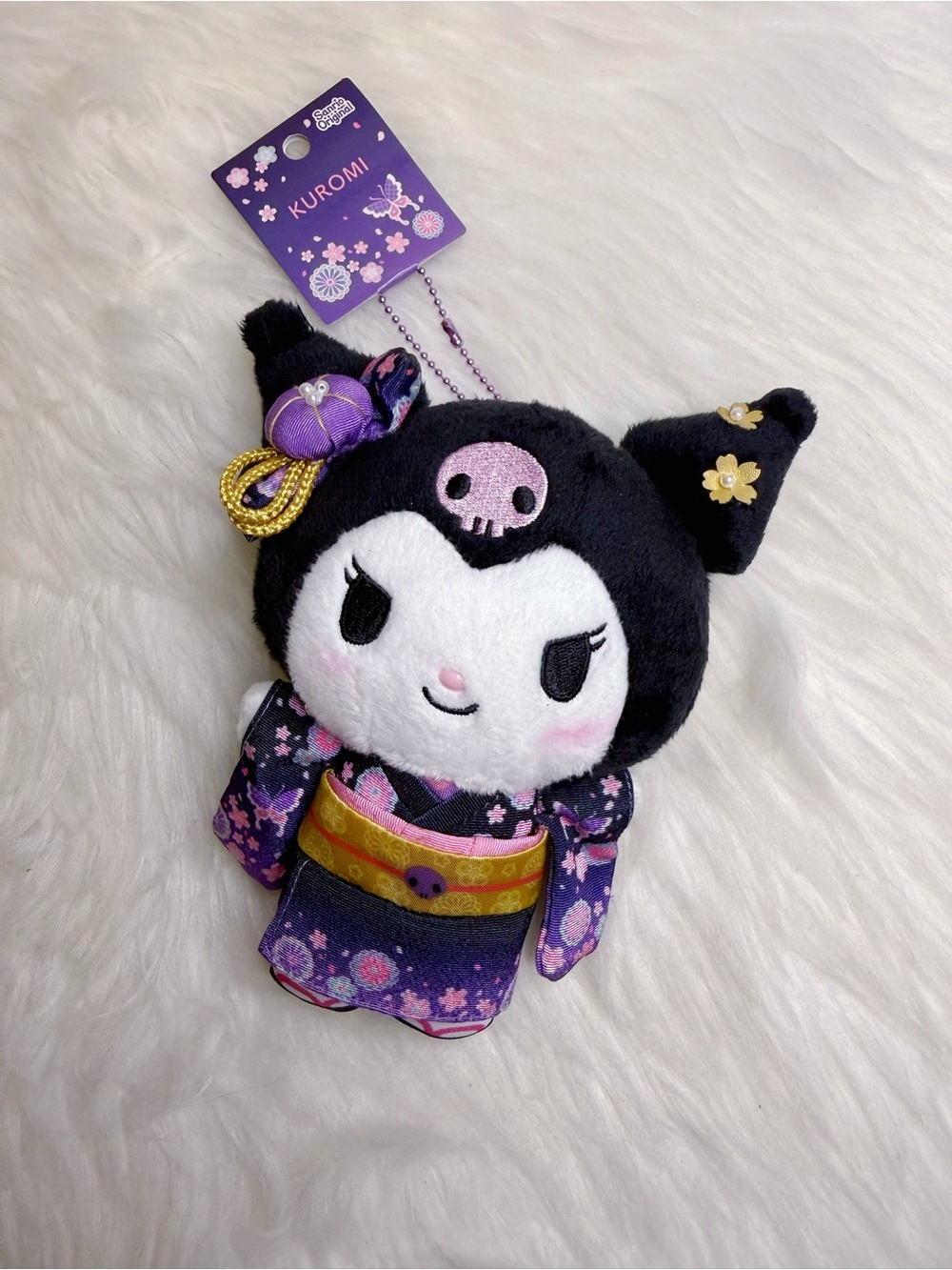 Purple Japanese Kuromi Plush Keychain bag charm